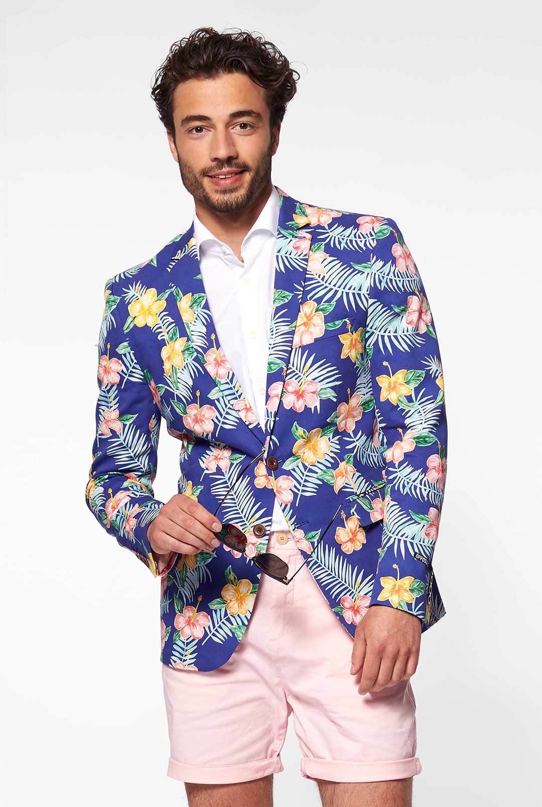 Blazer Azul Flores Tropicales Americana de lujo Americana