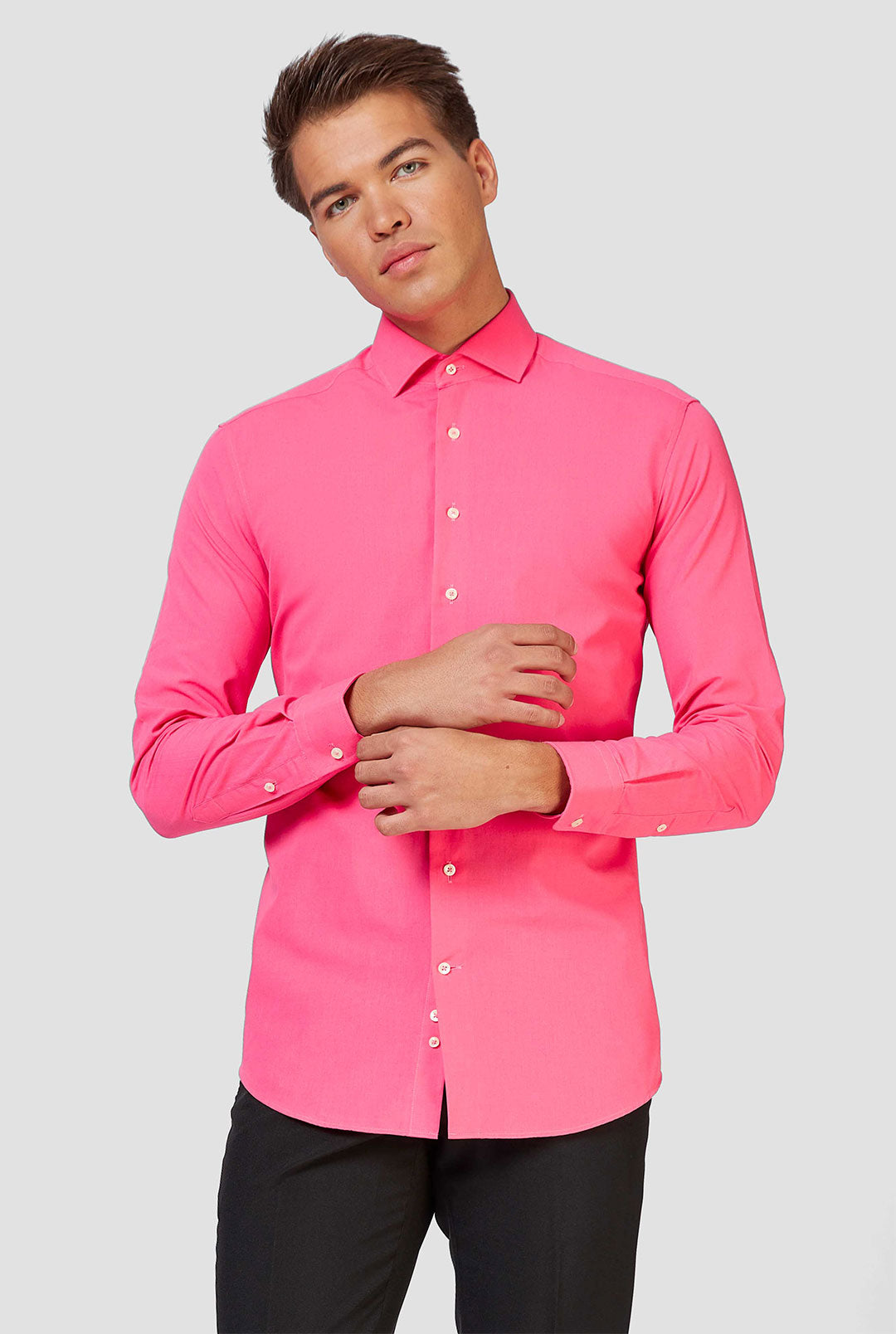 Pink Shirt Long Sleeved Dress Shirt OppoSuits
