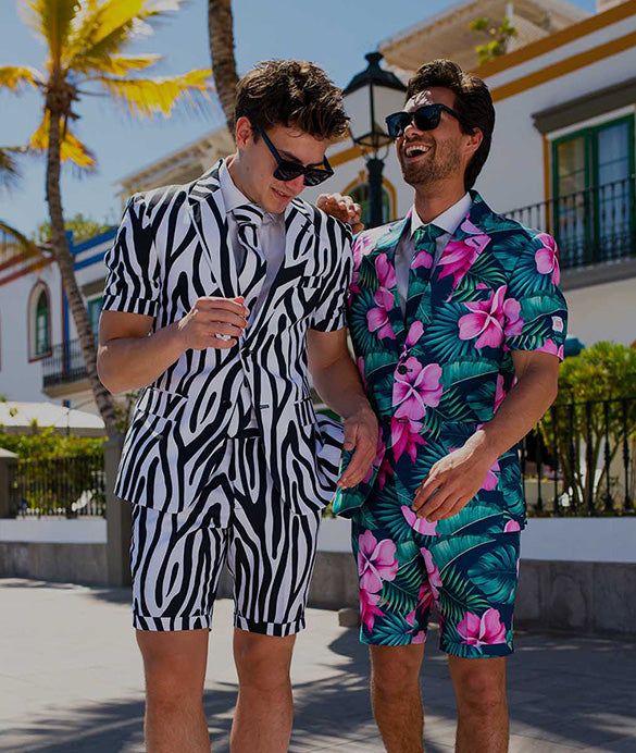Two men wearing summer suits