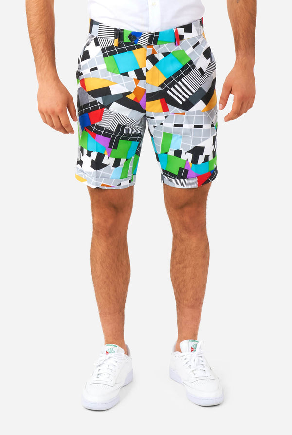 Man wearing summer suit with test screen print