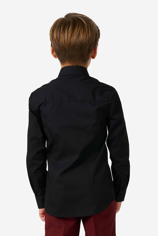 Boy wearing black long sleeve shirt for boys