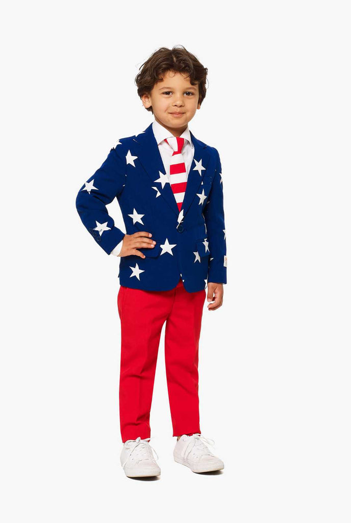 American Flag suit for boys worn by boy