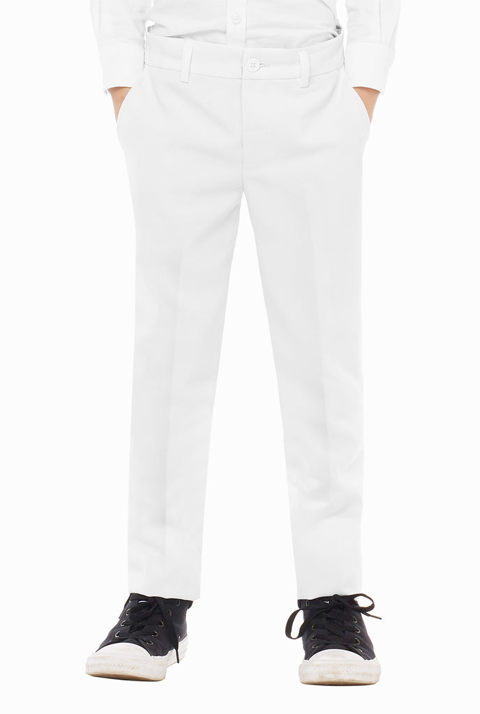 Kid wearing white formal suit