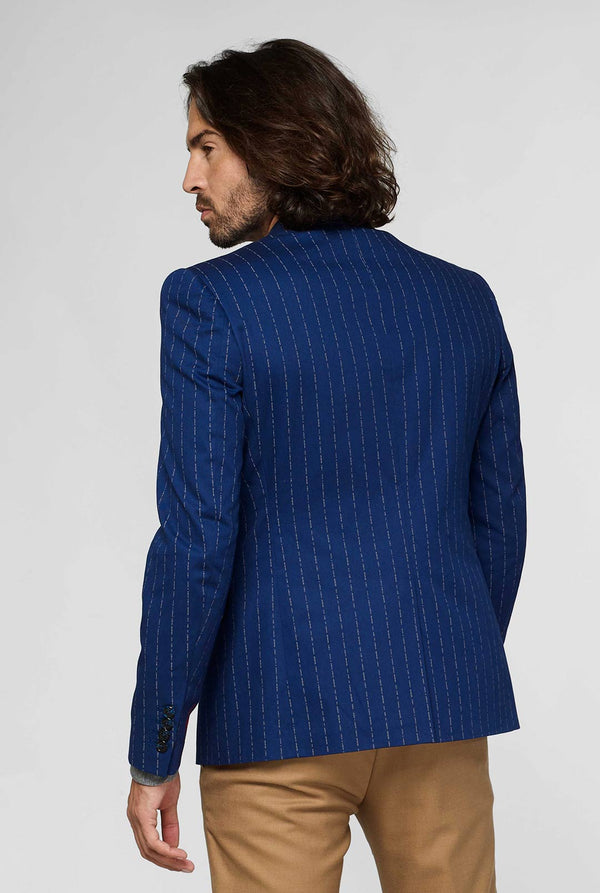 Navy blue captain style pinstripe casual blazer