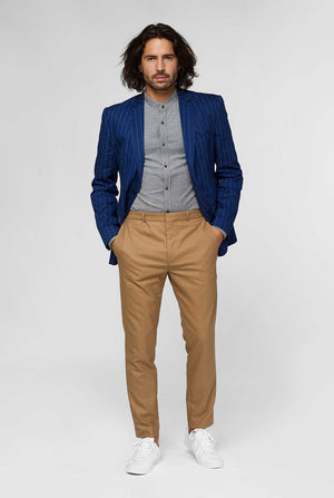 Navy blue captain style pinstripe casual blazer