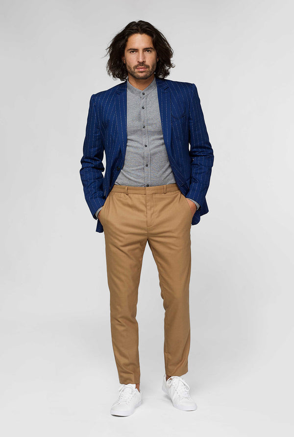 Navy blue captain style pinstripe casual blazer