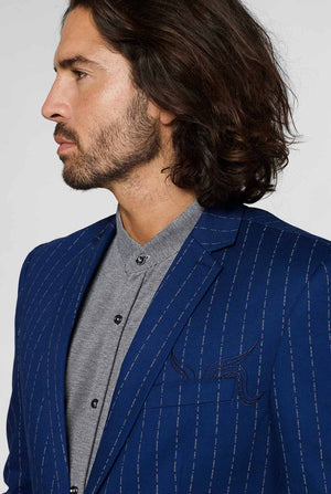 Navy blue captain style pinstripe casual blazer
