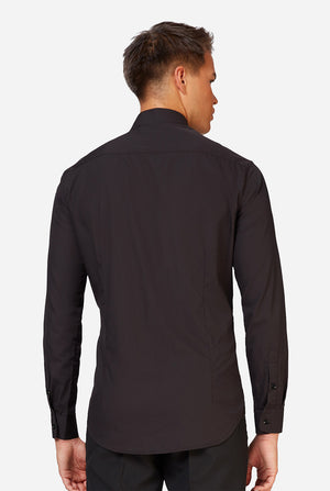 Man wearing black dress shirt