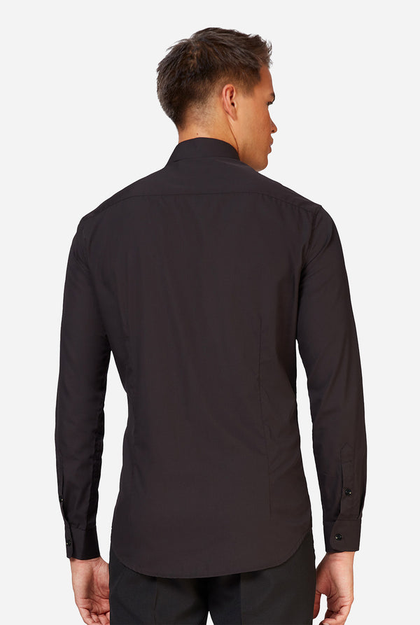 Man wearing black dress shirt