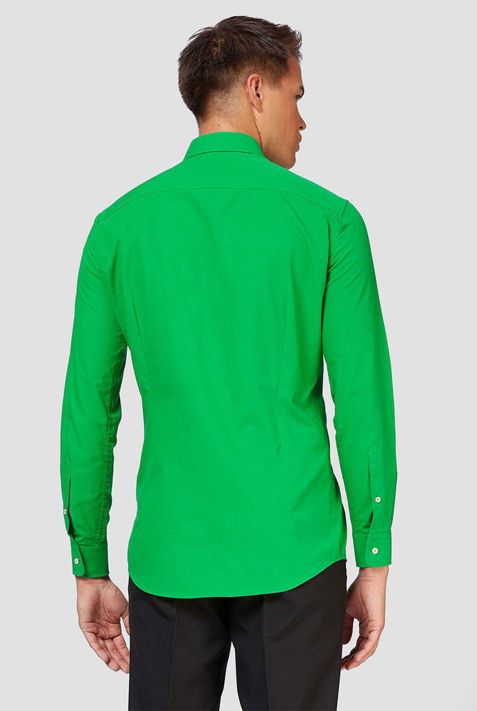 Man wearing green dress shirt