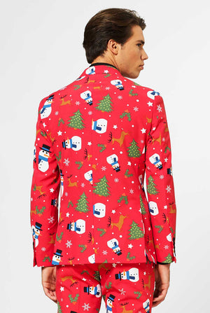 Man wearing Red Christmas men's suit