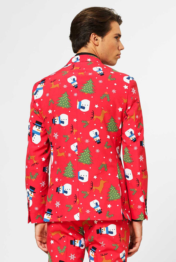Man wearing Red Christmas men's suit