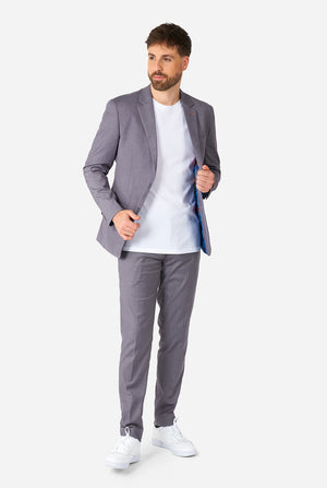 Man wearing casual grey business suit