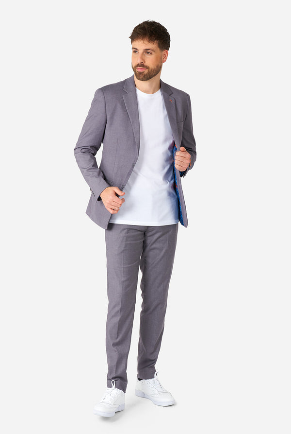 Man wearing casual grey business suit