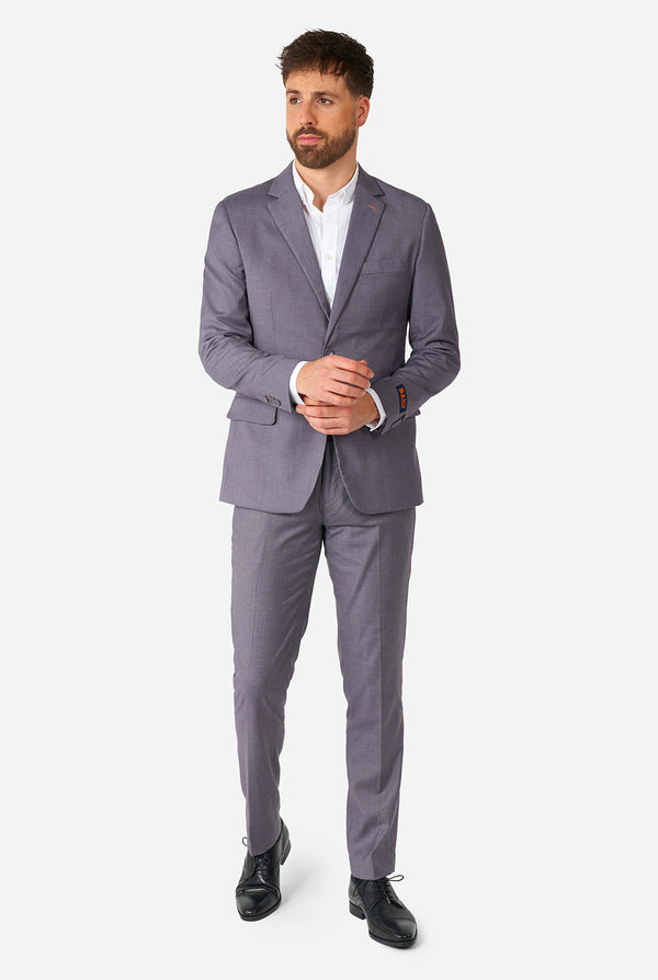 Man wearing casual grey business suit