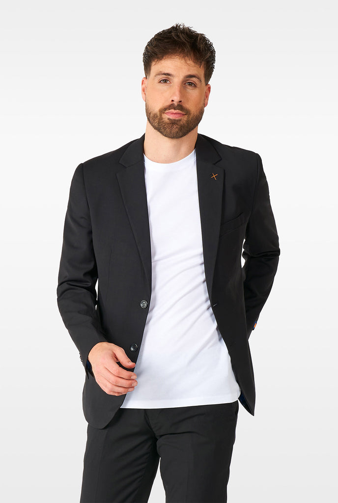 Man wearing casual black business suit