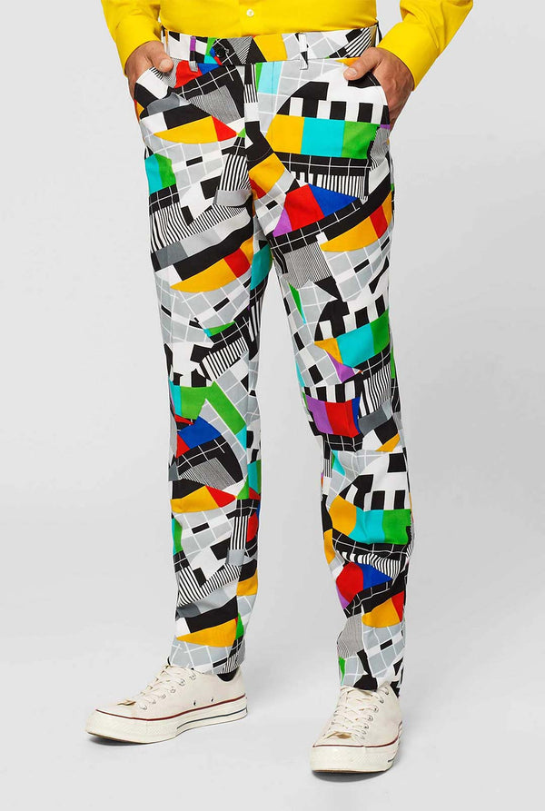 Man wearing testscreen print men's suit