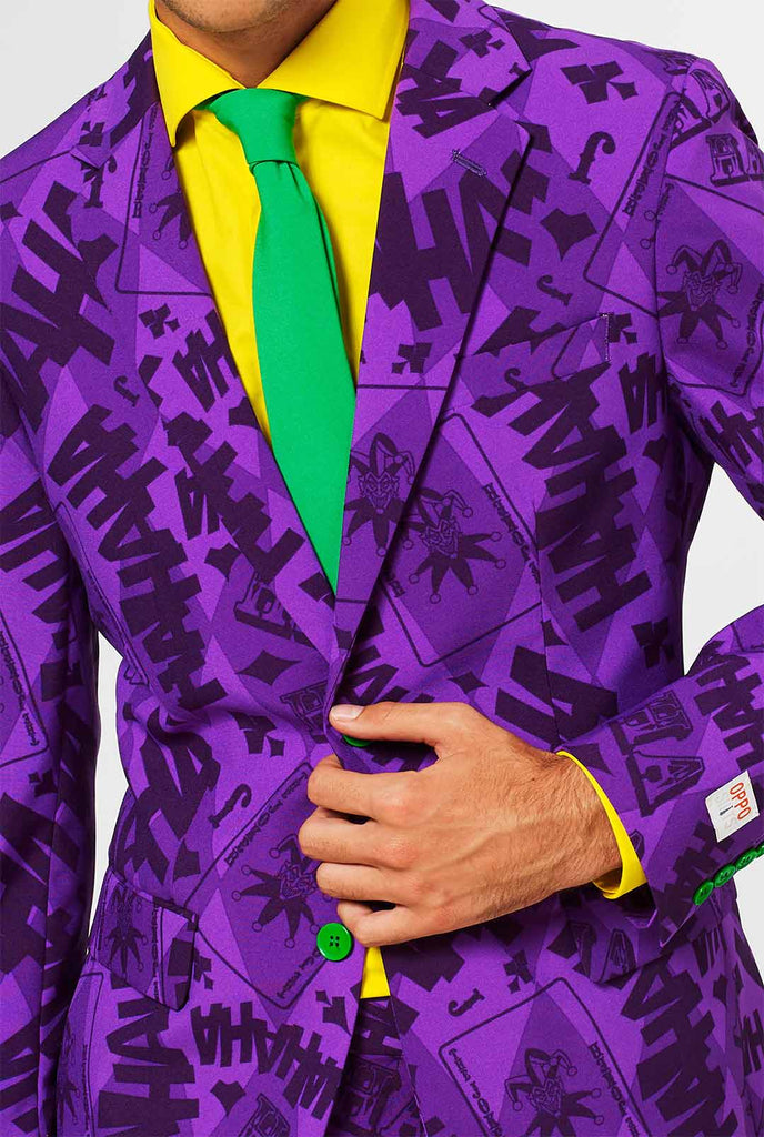 The Joker purple men's suit worn by man