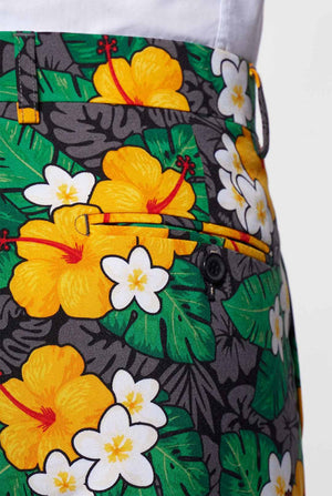 Man wearing men's suit with flower print