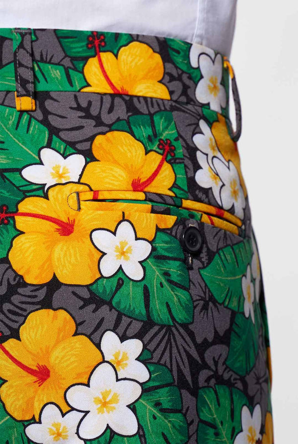 Man wearing men's suit with flower print