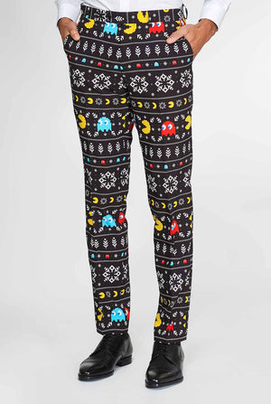 Pac-Man suit with Christmas theme worn by man