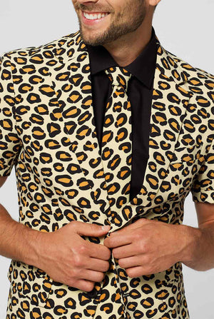 Man wearing summer suit with leopard print