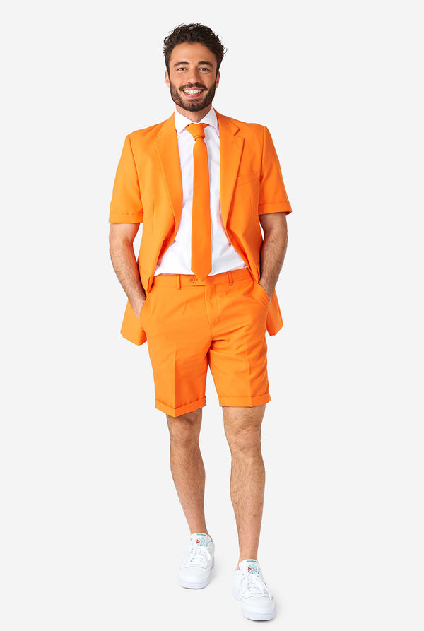 Man wearing orange summer suit