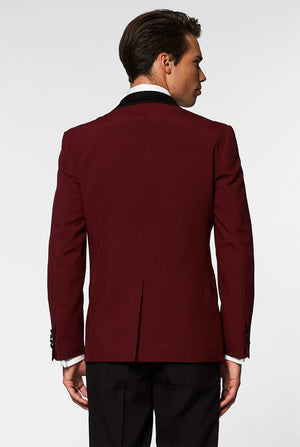 Burgundy red and black tuxedo Hot Burgundy worn by men