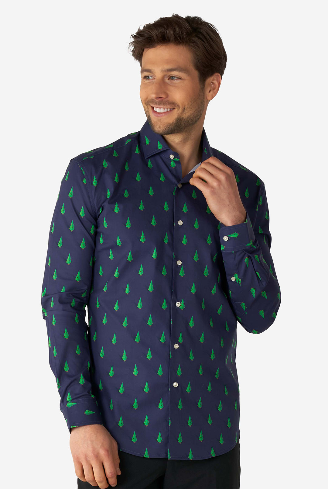 Chemise De Noël Homme - Manches Longues Motifs Fun - Coupe Slim