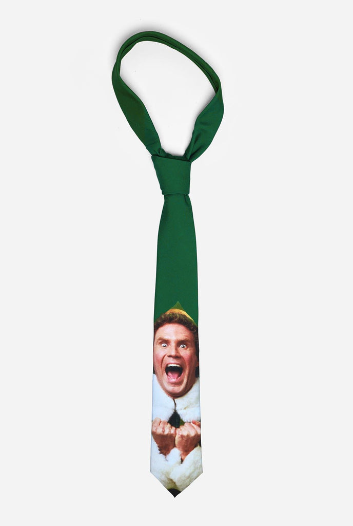 Green Christmas tie with Elf movie picture