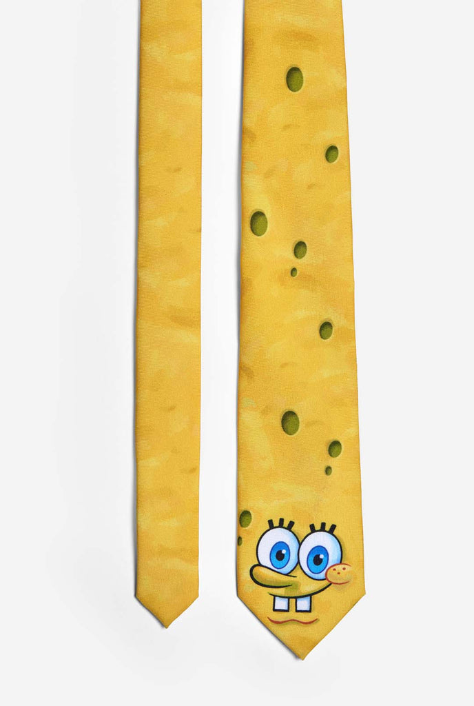 Yellow tie with Spongbob face print