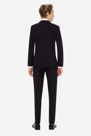 Teen wearing formal black suit