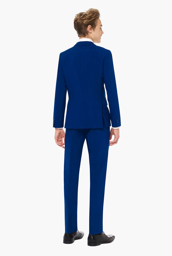 Teen wearing dark blue formal suit