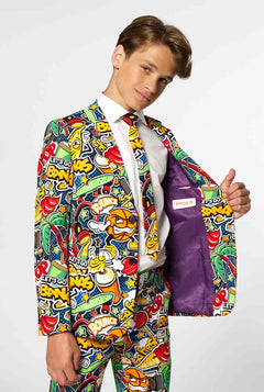 Crazy retro suit Street Vibes for teen boys worn by boy 