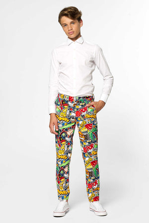Crazy retro suit Street Vibes for teen boys worn by boy 