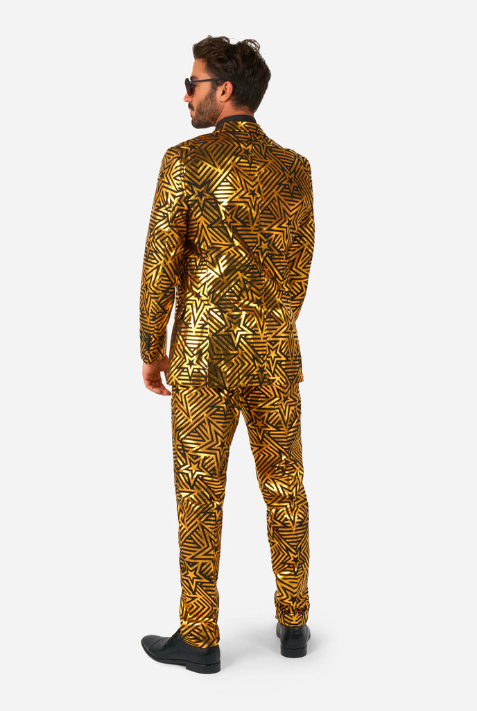 Men wearing golden suit with star print
