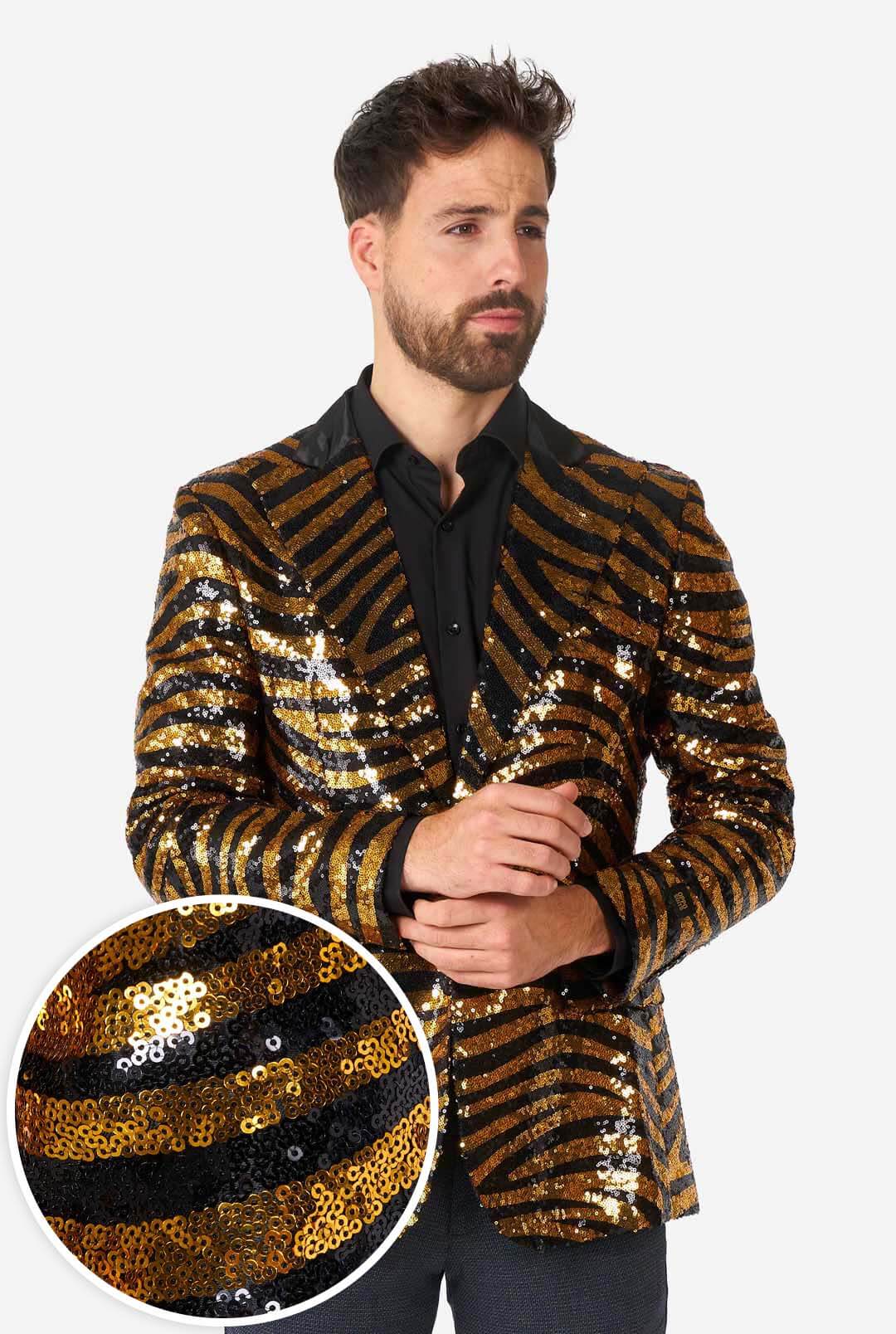 Sequin Blazer Gold Jacket Outfit ZZOOI Men New Gold Silver Sequin