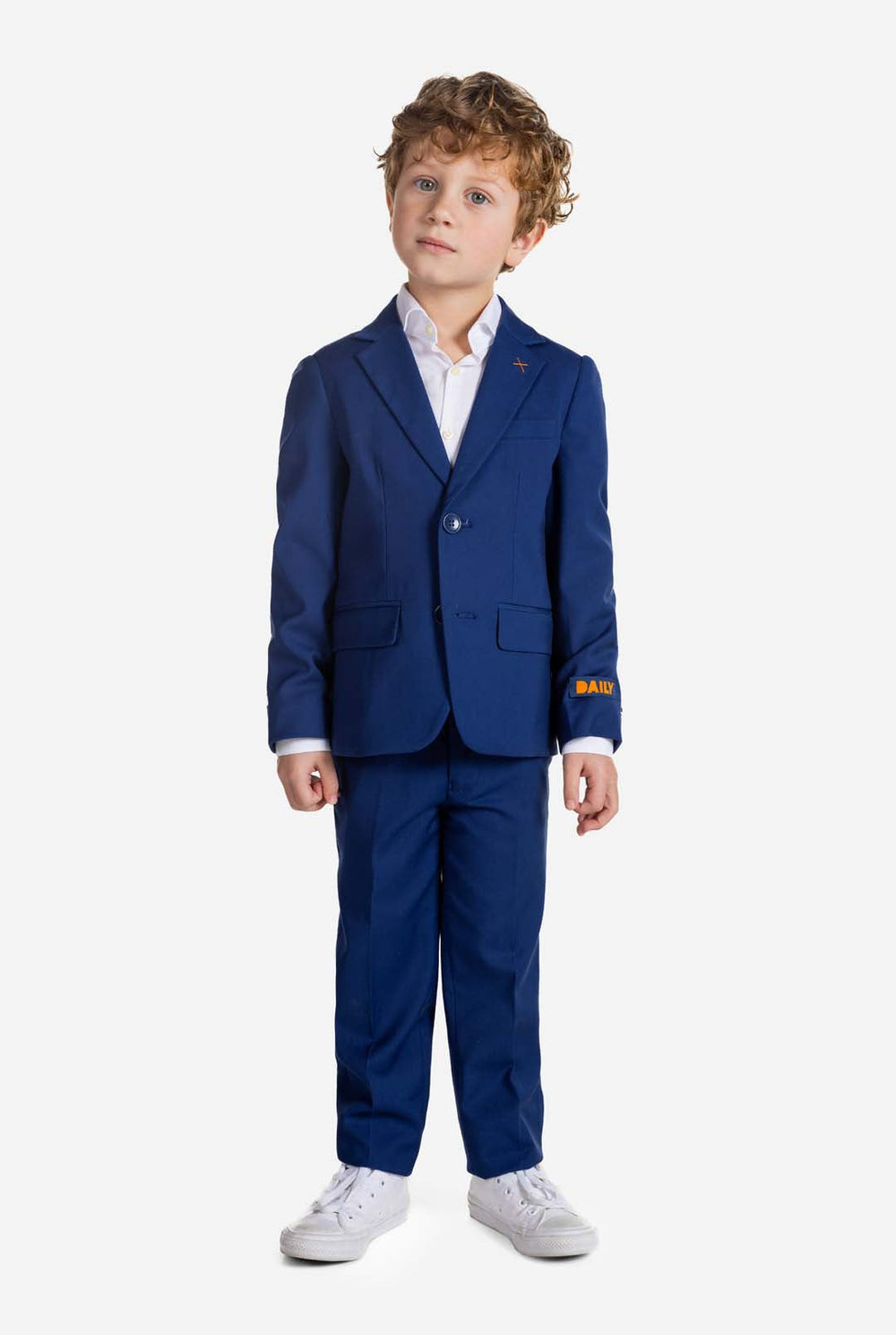 Boy wearing blue OppoSuits Daily kids suit